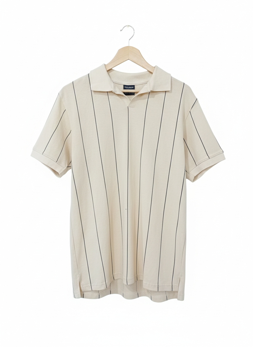 Sun Bleached Linen Stripe Polo
