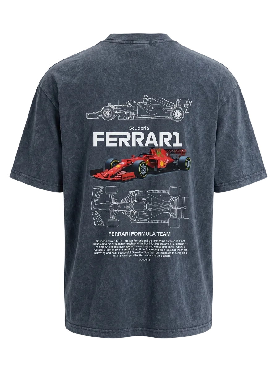 ACID WASH FERRARI DROP TEE