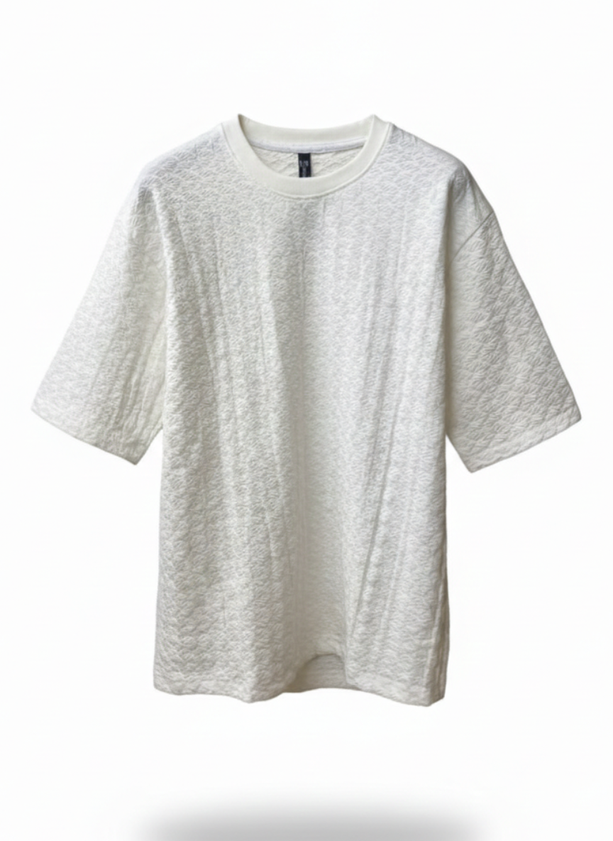 White Textured Drop Tee
