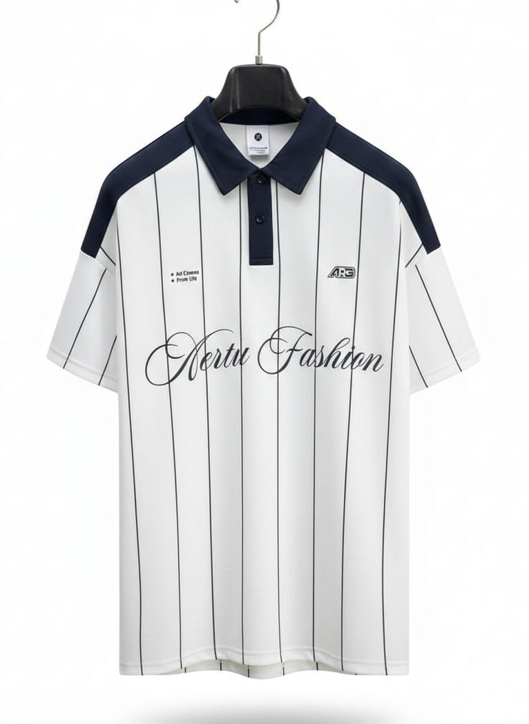 White and Blue Pinstripe Polo