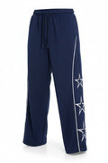 Navy Blue Star-Track Wide-Legs