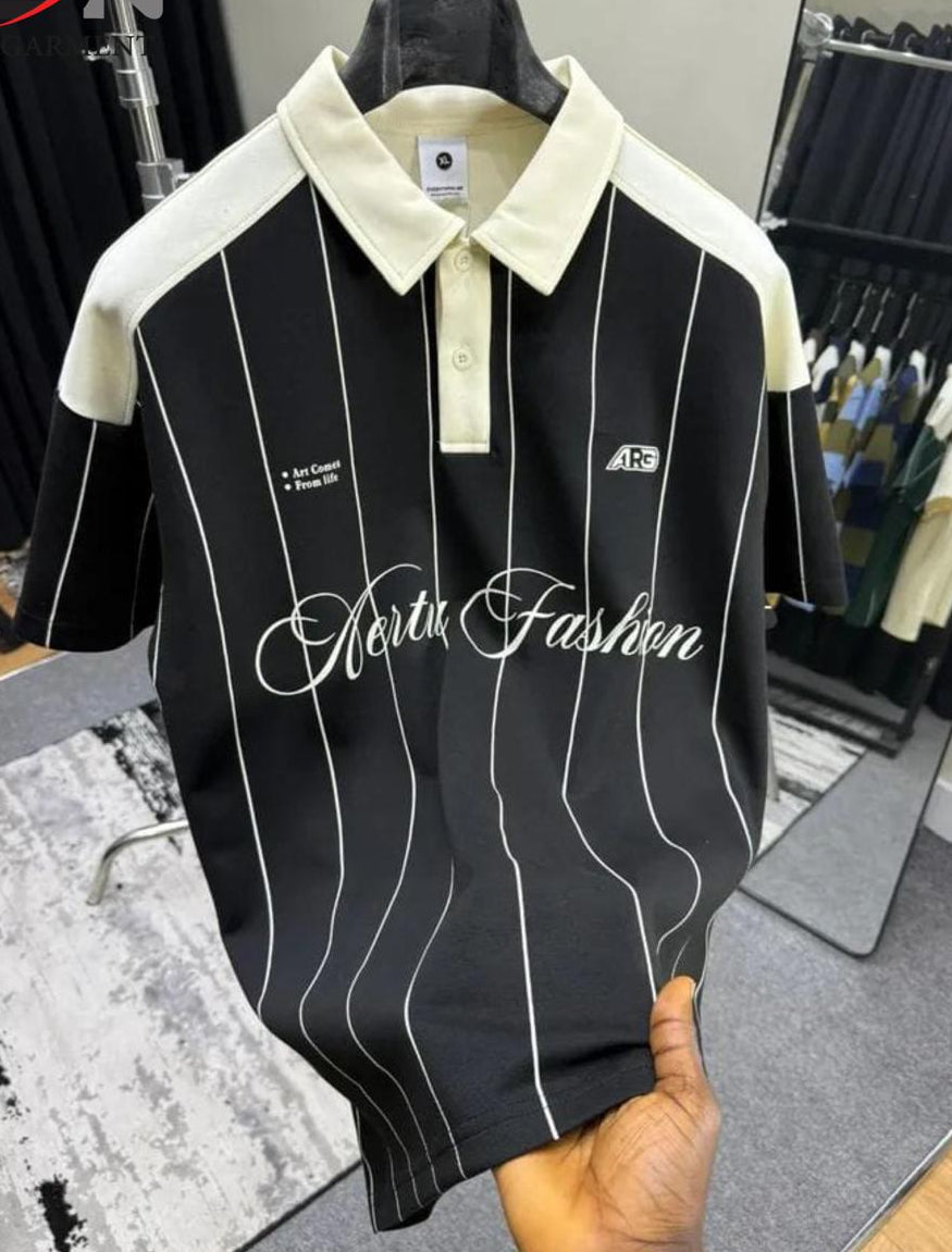 Black and White Pinstripe Polo