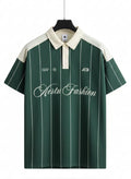 Bottle Green and White Pinstripe Polo