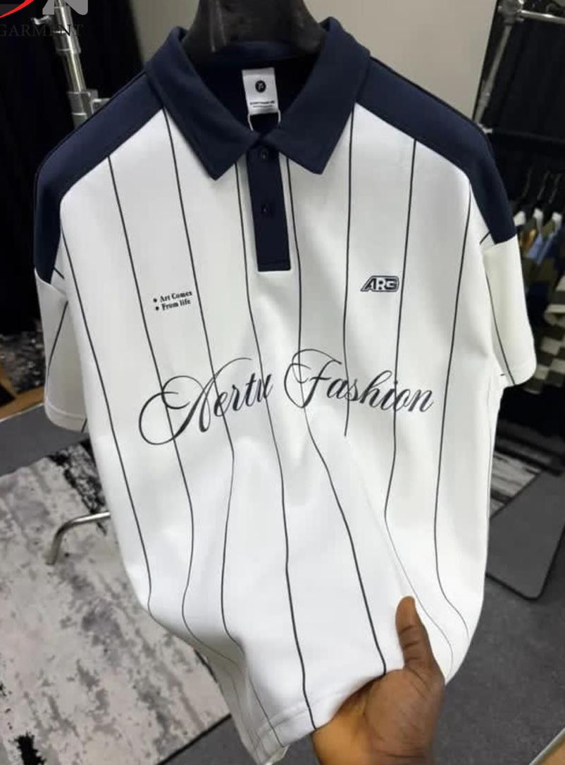 White and Blue Pinstripe Polo