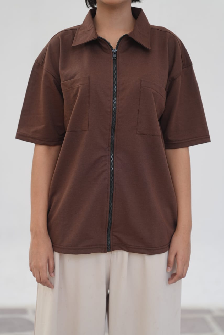 Brown Zip Cargo shirt
