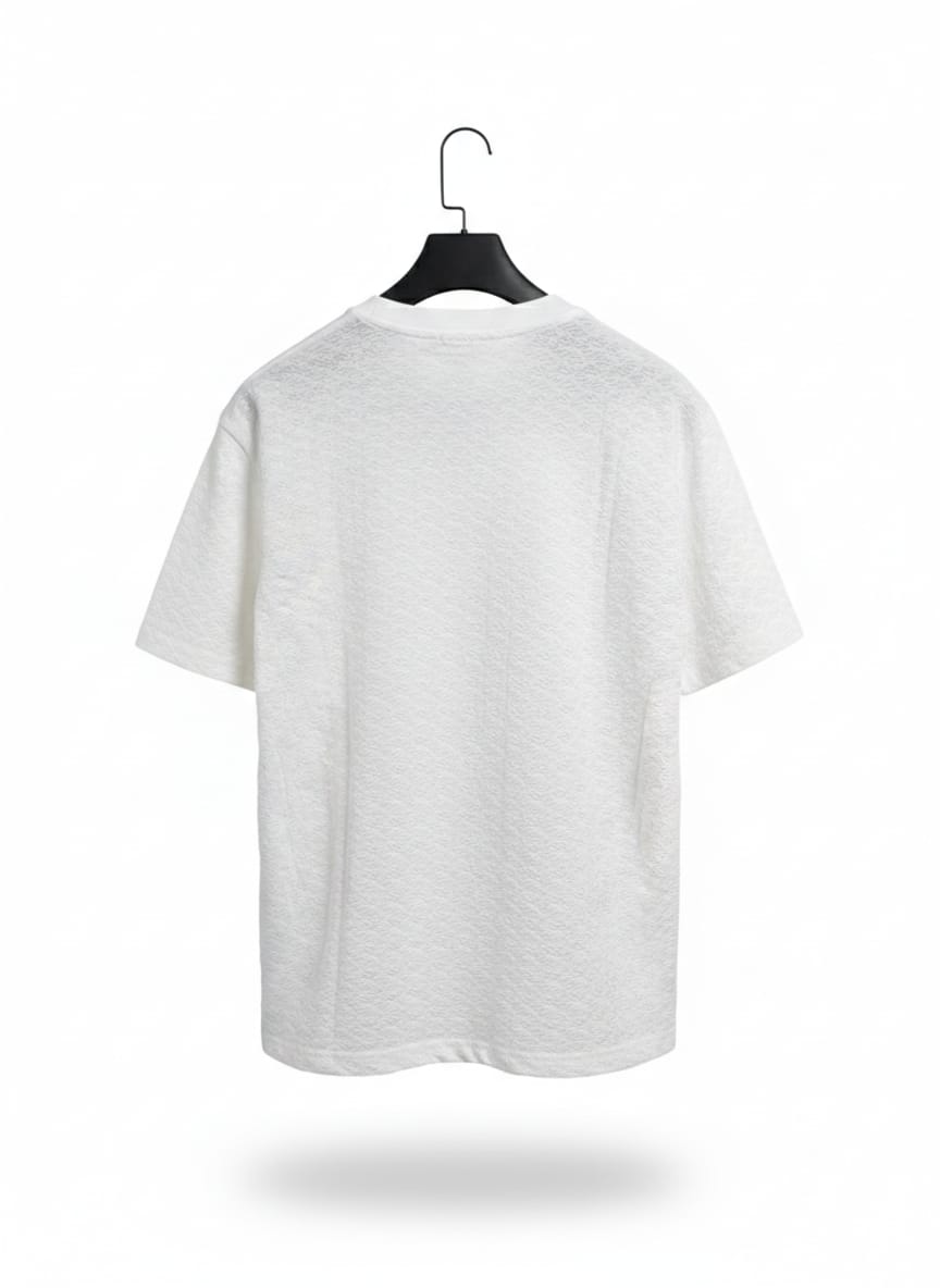 White Textured Drop Tee