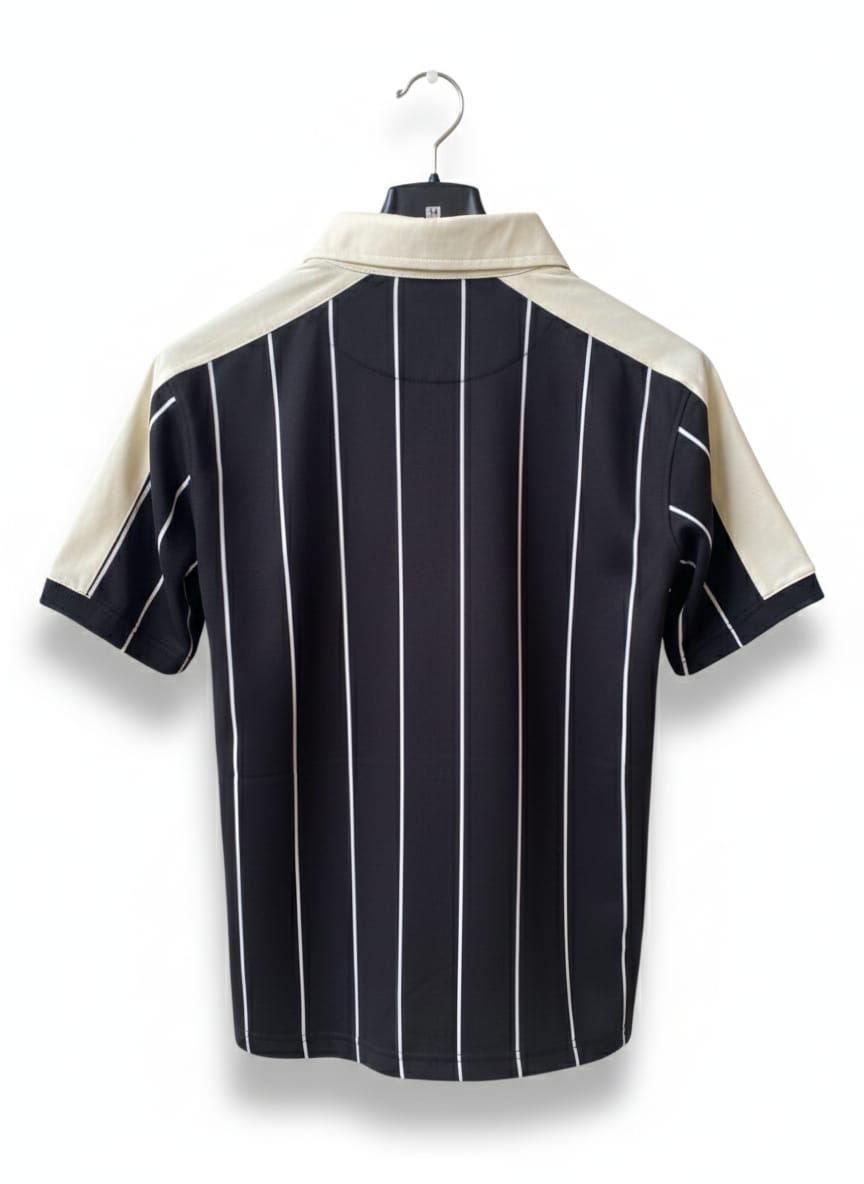Black and White Pinstripe Polo