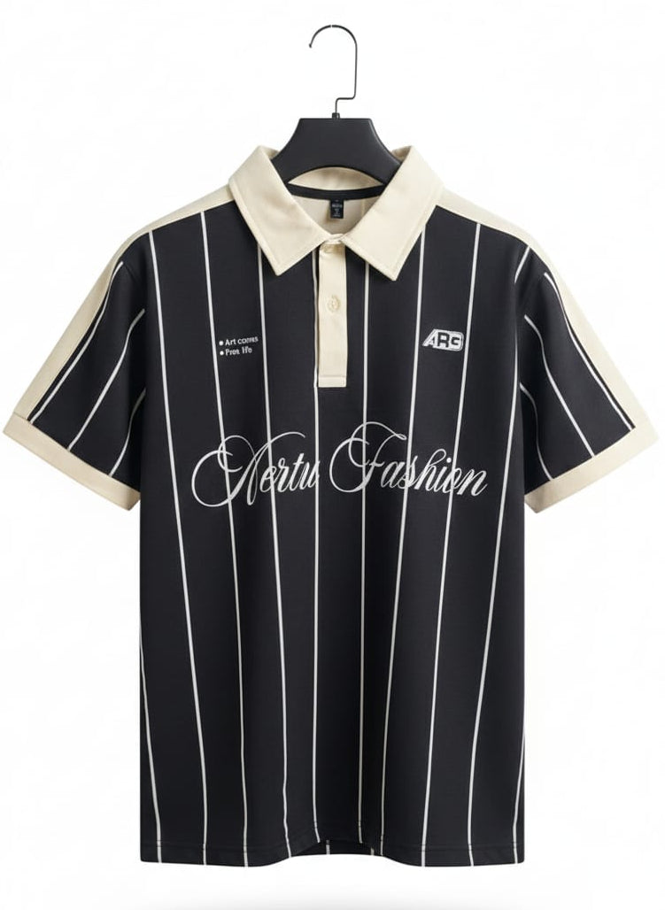 Black and White Pinstripe Polo