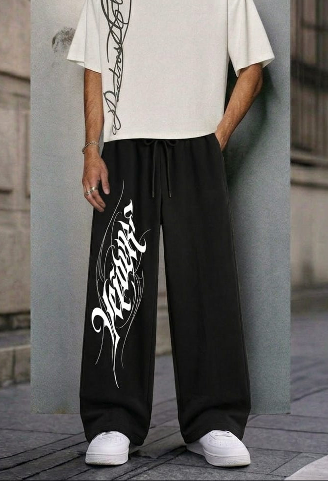VELOURA Signature Print Wide Leg sweat pants