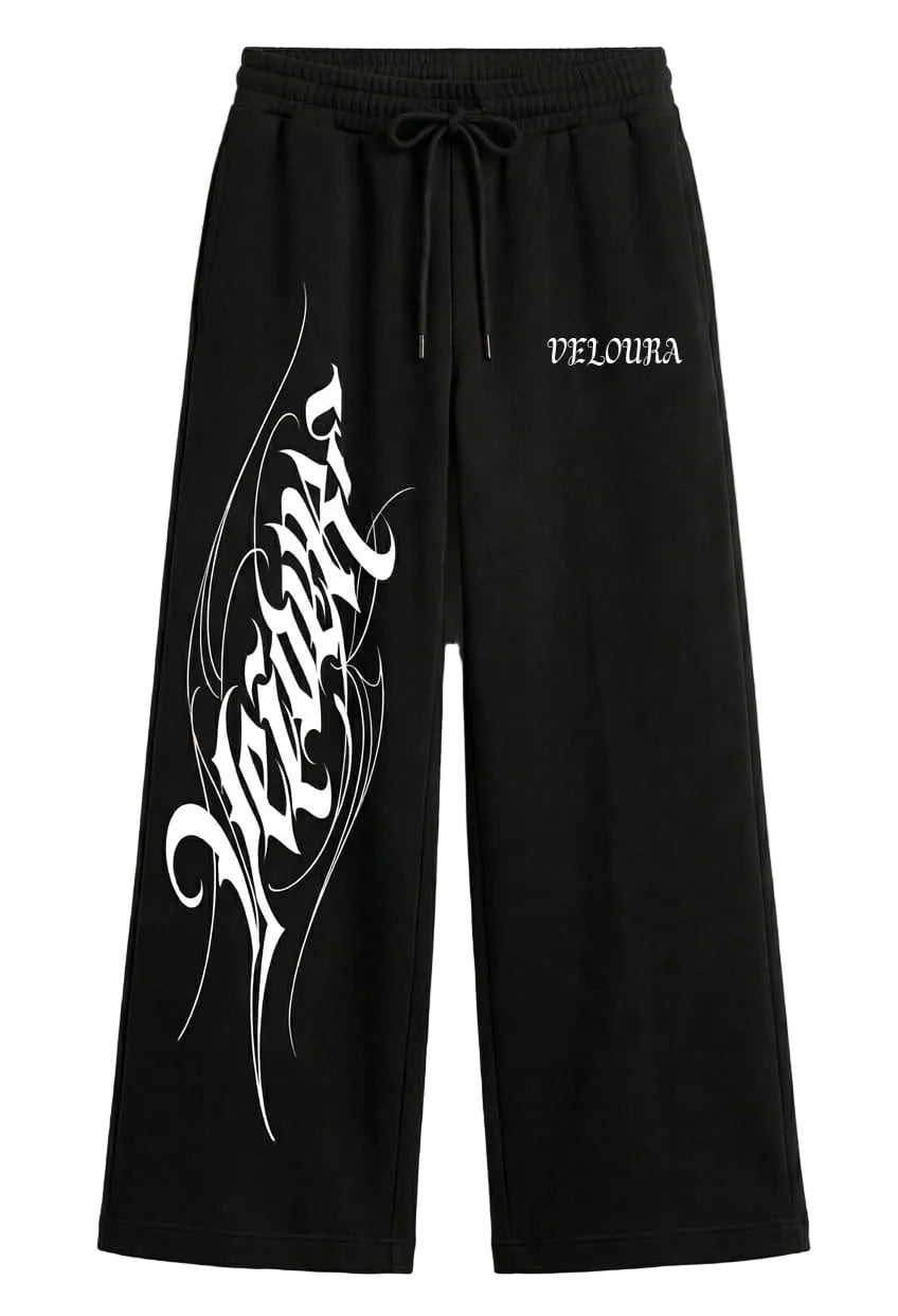 VELOURA Signature Print Wide Leg sweat pants